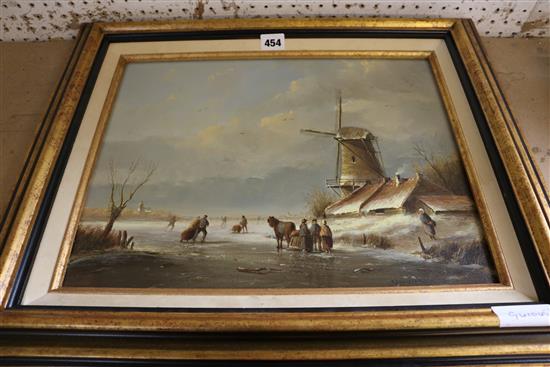 Dutch oil scene, signed